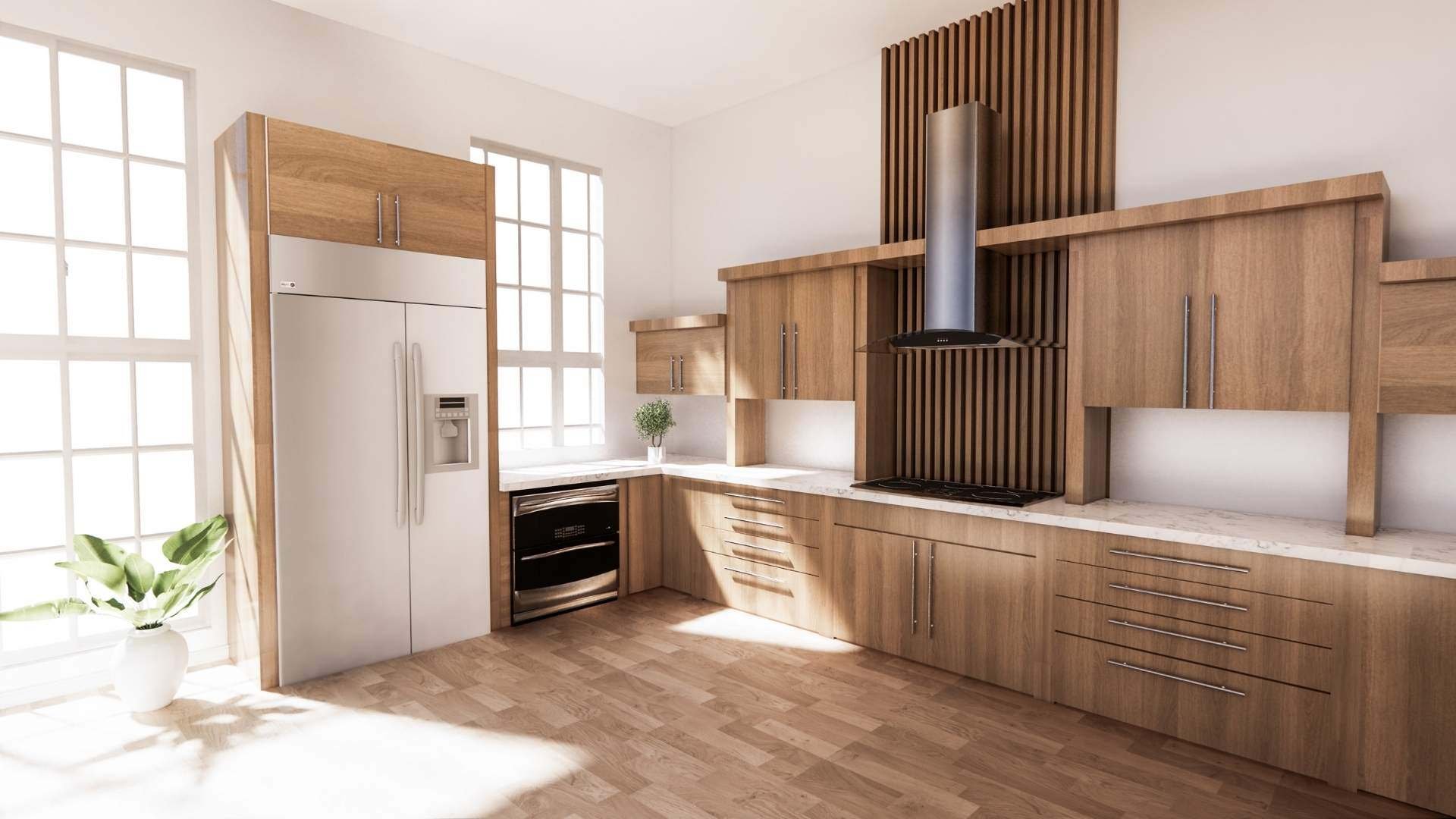 Moderne-Küche-Zimmer-Holz